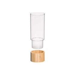 VASO CILINDRICO ACRILICO BASE LEGNO 12X12X30CM