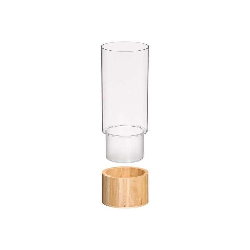 VASO CILINDRICO ACRILICO BASE LEGNO 12X12X30CM