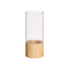 VASE CYLINDRIQUE ACRYLIQUE BASE BOIS 10X10X25CM