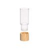 VASO CILINDRICO ACRILICO BASE MADEIRA 10X10X25CM