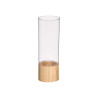 VASO CILINDRICO ACRILICO BASE MADEIRA 10X10X30CM