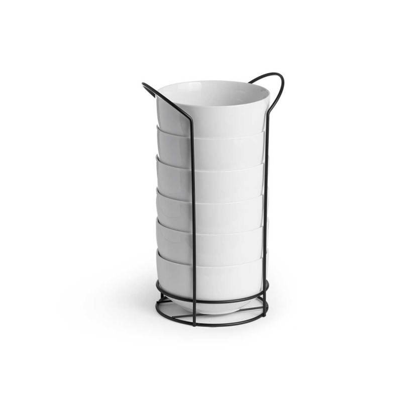 SET 6 BOL REDONDO LISO PORCELANA SOPORTE 800ML