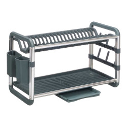 ÉGOUTTOIR 2 NIVEAUX ALUMINIUM GRIS