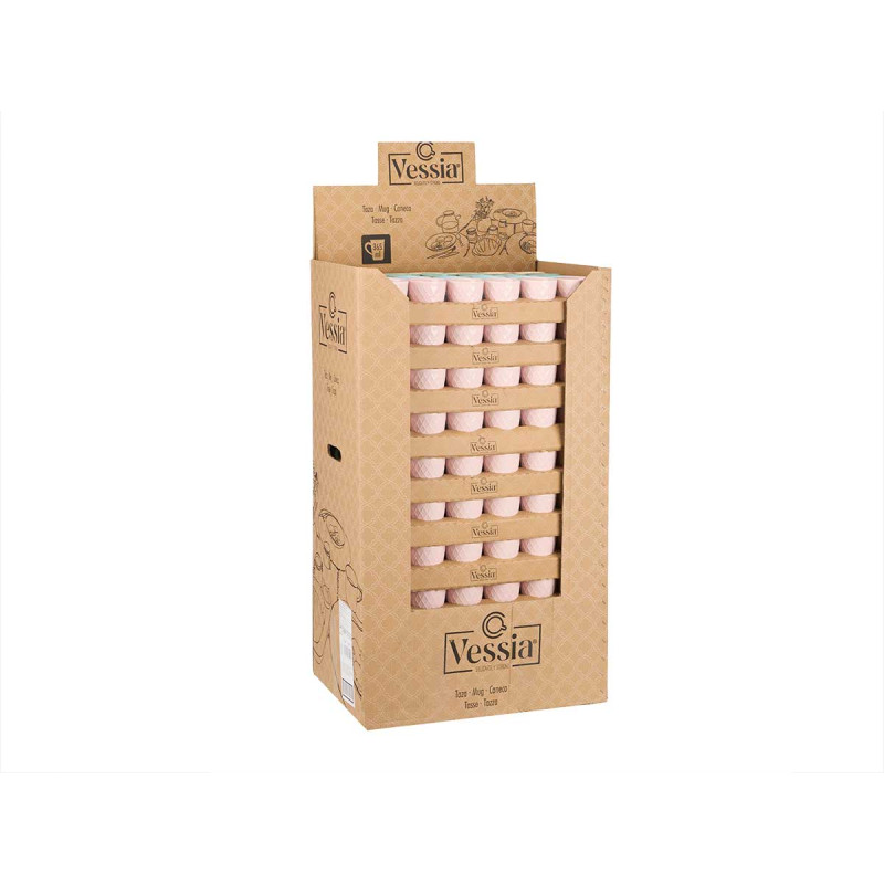 TASSE CÉRAMIQ DIAMANT 9CM COUL PASTEL ASRT 4 365ML