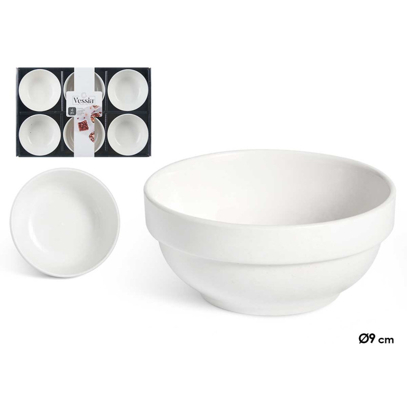 SET 6 CUENCOS PORCELANA BLANCA APERITIVO 9CM