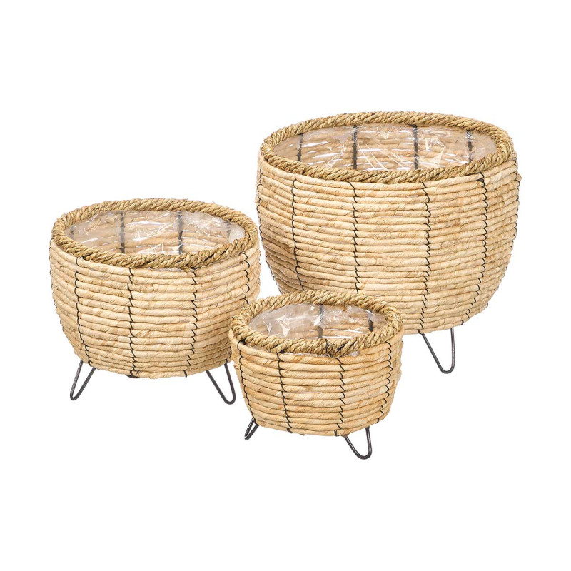 ENSEMBLE 3 CACHE-POTS BAS MAÏS CLAIR