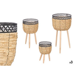 SET 3 CORN DARK PLANTERS LEGS BLACK RIM