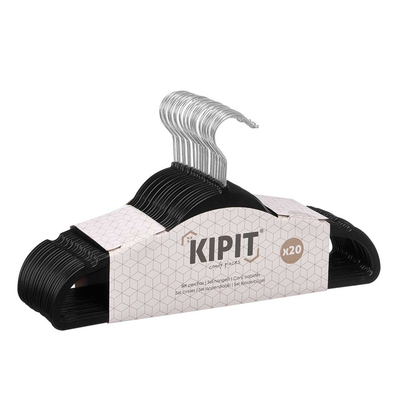SET 20 BLACK PLASTIC HANGERS