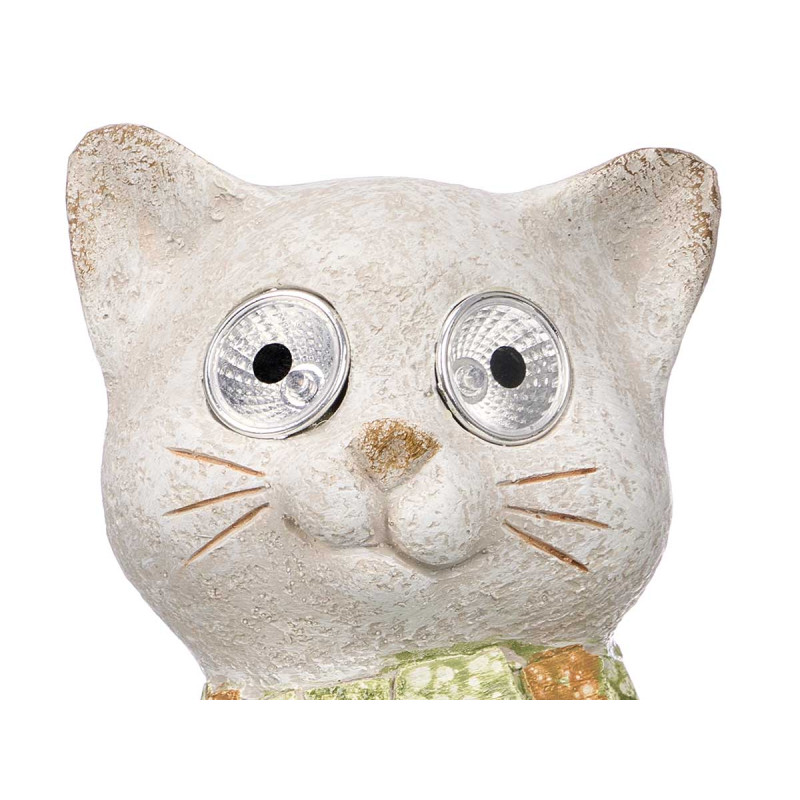 FIGURINE SOLAIRE RÉSINE CHAT