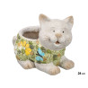 FIGURINE POT FLEURS RÉSINE CHAT