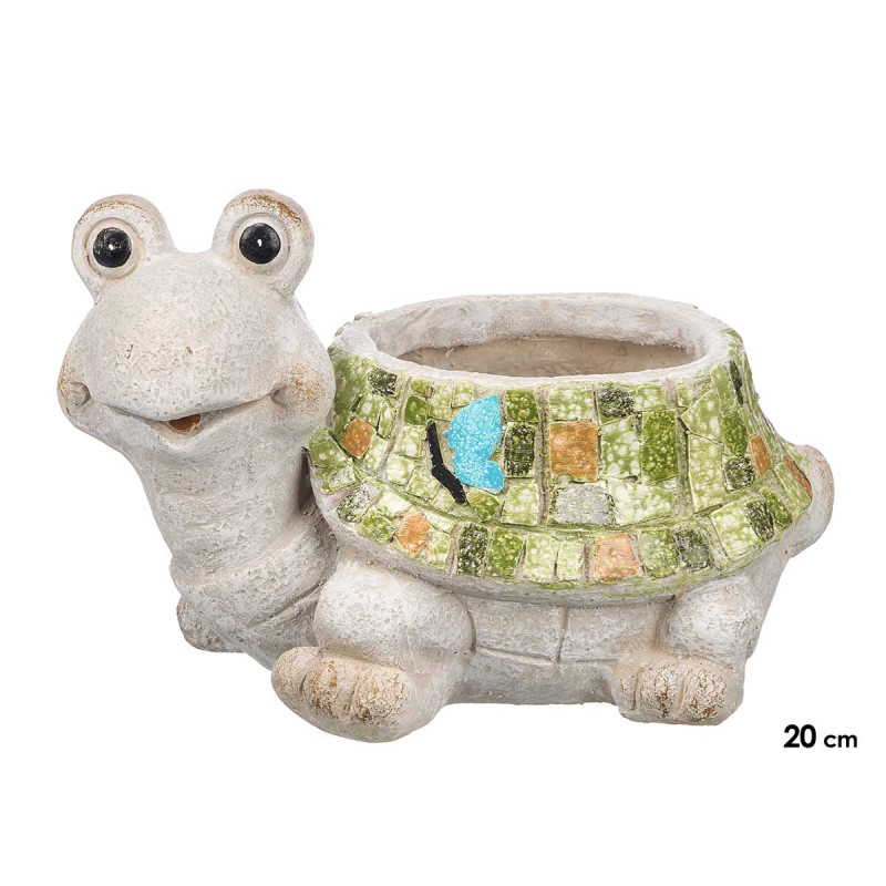FIGURINE POT FLEURS RÉSINE TORTUE