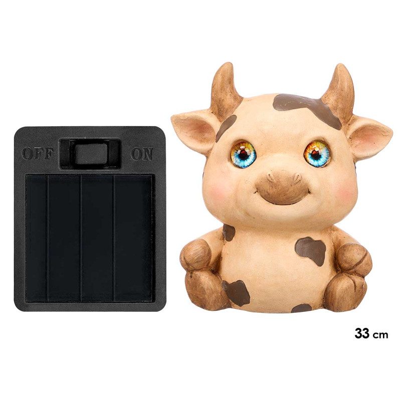 SOLAR RESIN COW FIGURE