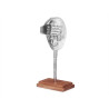 FIGURA METAL MANO BOCA PLATA CON SOPORTE MADERA