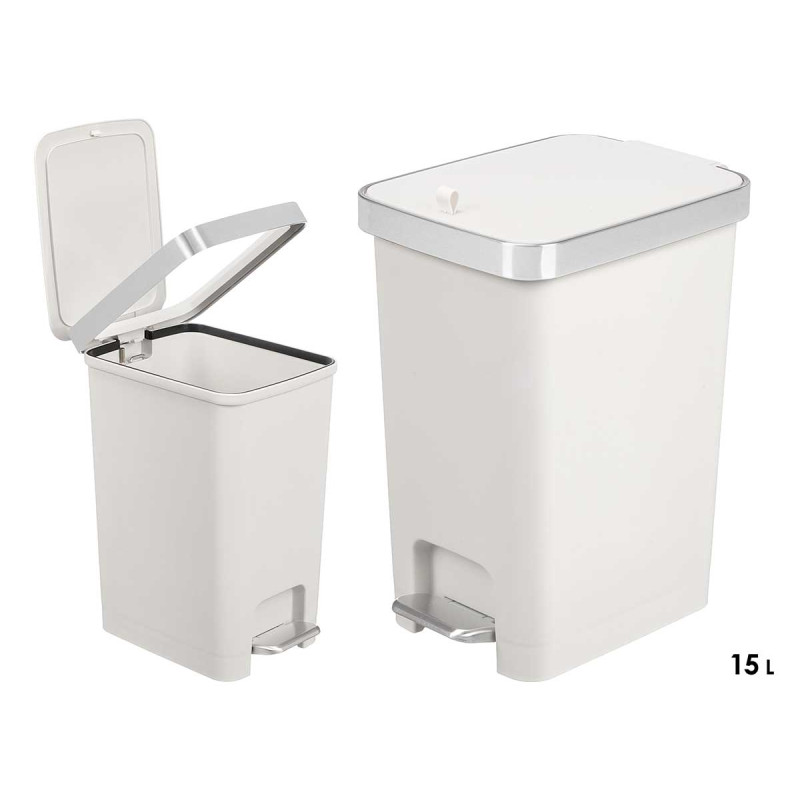BALDE DO LIXO PEDAL BRANCO 15L