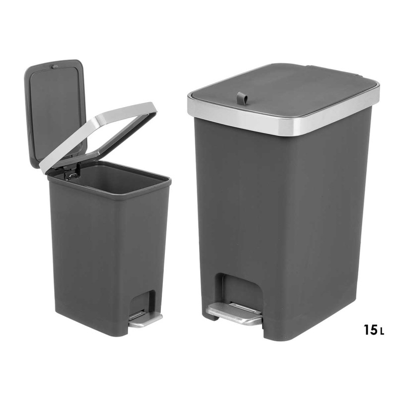 BALDE DO LIXO PEDAL CINZENTO 15L