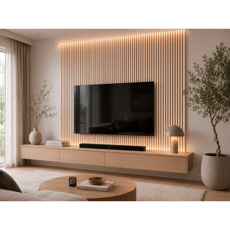 MURALE DA PARETE MDF CHIARO DECORATIVO 120X32CM