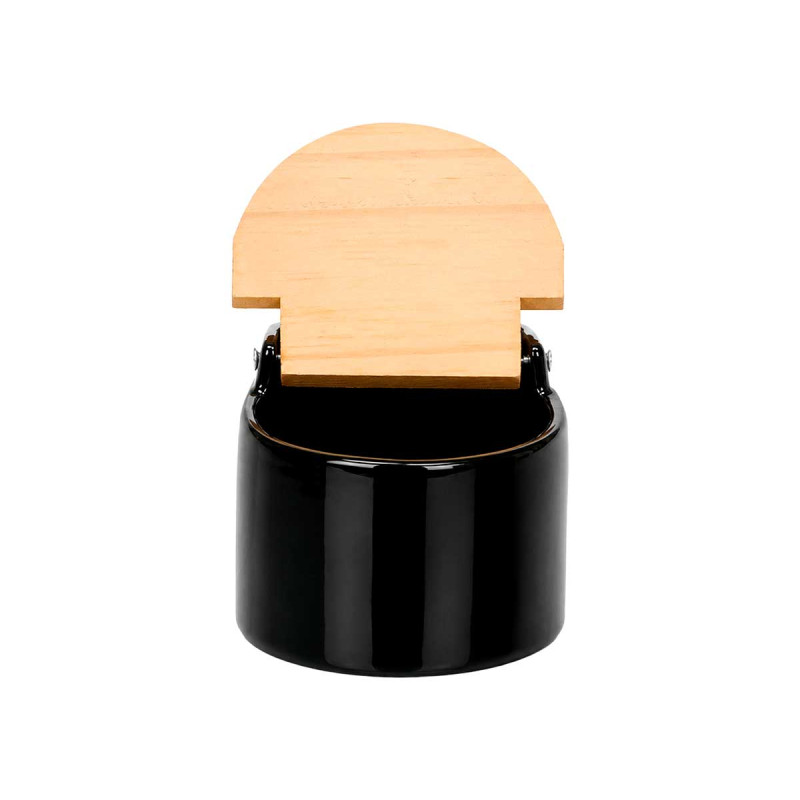 SALIÃˆRE NOIRE SEMI-CIRCULAIRE AVEC COUVERCLE