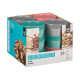 POT PLASTIQUE ROND ASSORTI 3 COUL COUVERCLE TRANSP