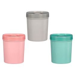 TALL PLASTIC JAR ASRT 3 COL TRANSP LID 10DIAM