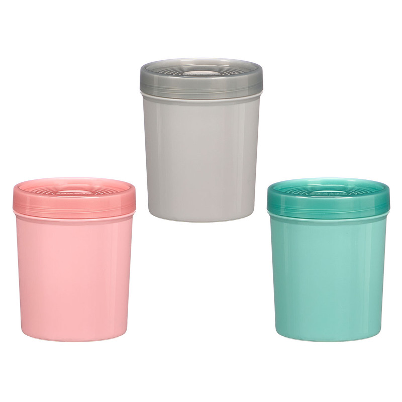 POT PLASTIQUE HAUT ASSORTI 3 COUL COUV TRANSP 10DI