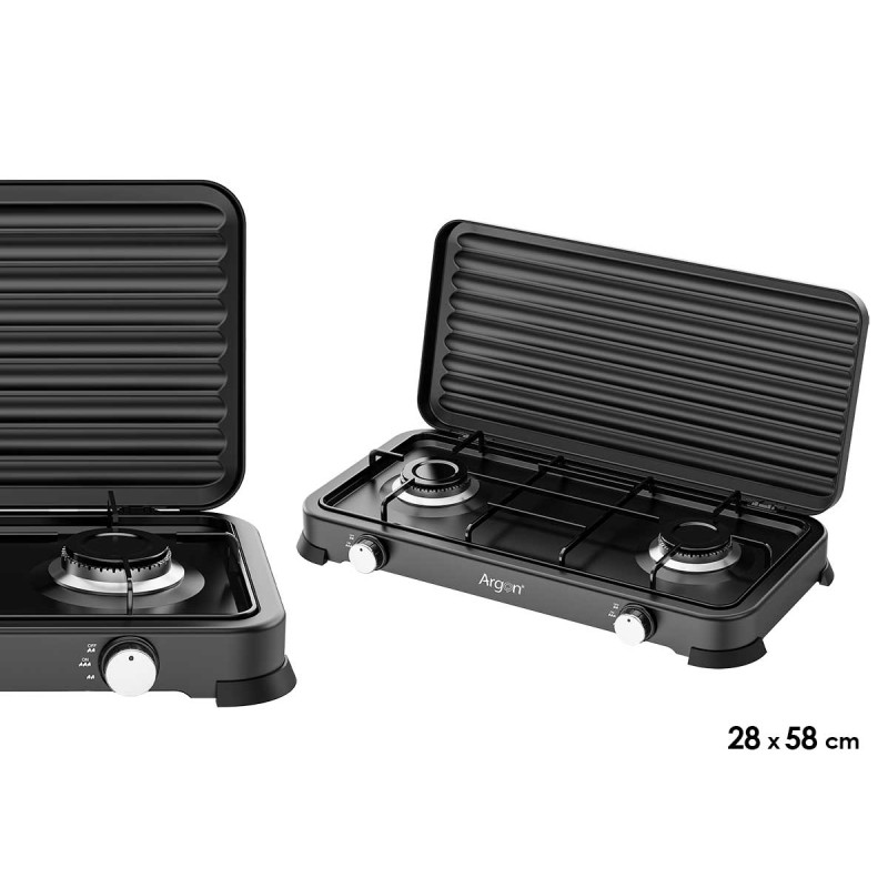 HORNILLO DOBLE GAS NEGRO 58X28CM