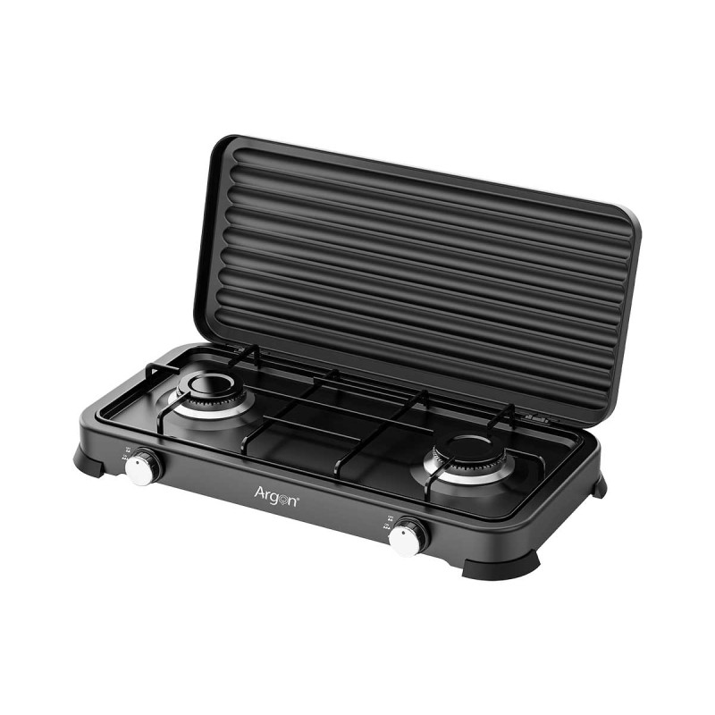 FORNELLO A GAS DOPPIO NERO 58X28CM