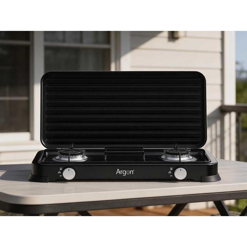 DOUBLE GAS STOVE BLACK 58X28CM