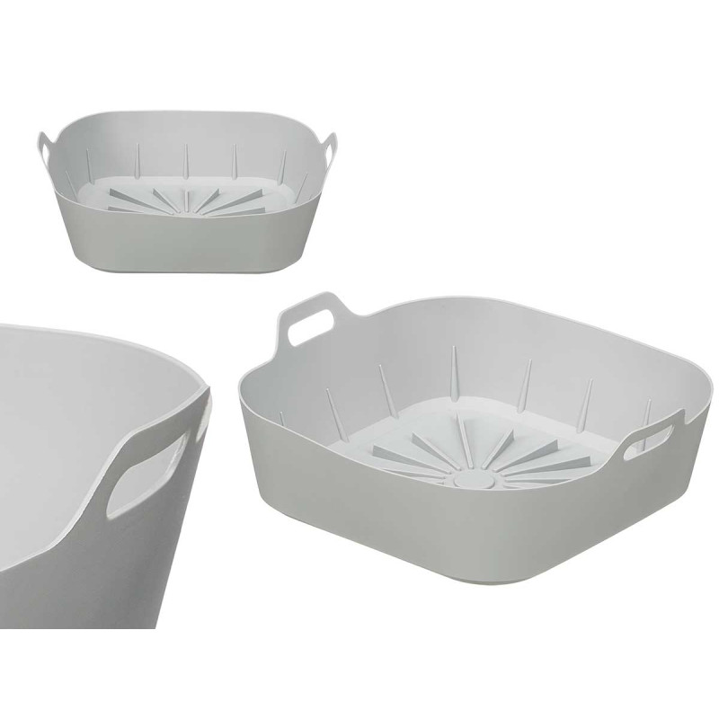 MOLDE QUADRADO SILICONE AIR FRYER CINZENTO