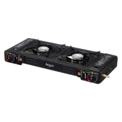 RÉCHAUD GAZ PORTABLE DOUBLE NOIR 63X26CM