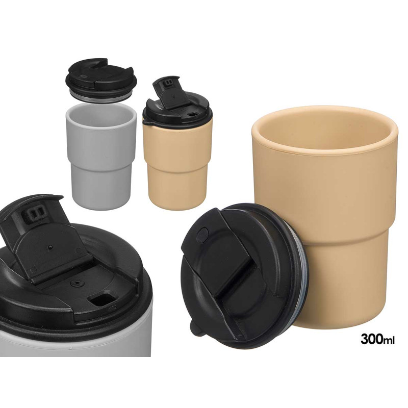 VERRE COUVERCLE CRÈME GRIS ASSORTI 300ML