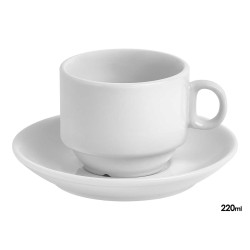 TALL PORCELAIN LATTE CUP SAUCER 220ML