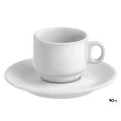 TAZA ANCHA PLATO CAFE PORCELANA 90ML
