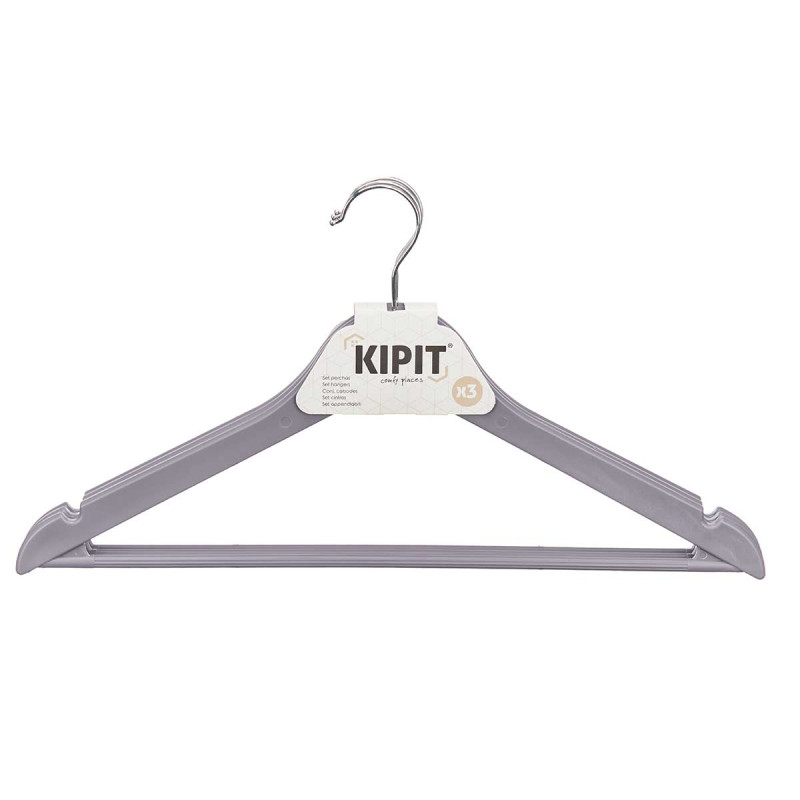 SET 3 PLASTIC HANGERS 3 DARK COLORS ASSORT