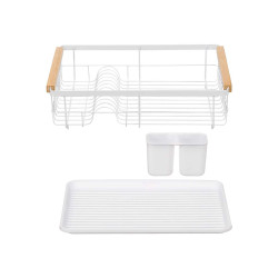 ESCORREDOR METAL BRANCO TABULEIRO PEGAS BAMBU