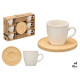 SET 6 STRIPED CUPS BAMBOO SAUCERS