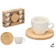 SET 6 PRISM-SHAPED CUPS BAMBOO SAUCERS