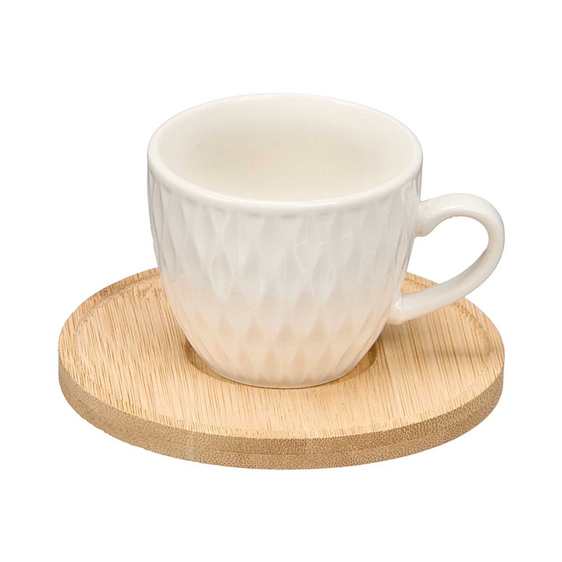 ENSEMBLE 6 TASSES PRISMA SOUS-TASSE BAMBOU