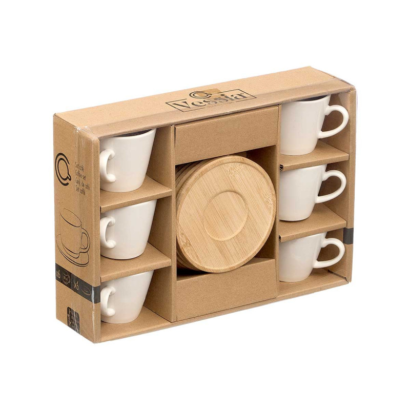 ENSEMBLE 6 TASSES CONIQUES SOUS-TASSE BAMBOU