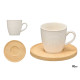 INDIVIDUAL STRIPED CUP BAMBOO SAUCER SET