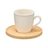 INDIVIDUAL STRIPED CUP BAMBOO SAUCER SET