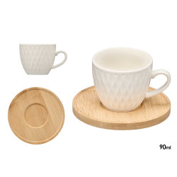 INDIVIDUAL PRISM CUP BAMBOO SAUCER SET