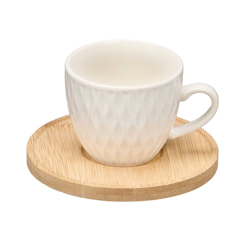 SET TAZA PRISMA PLATO  BAMBU INDIVIDUAL
