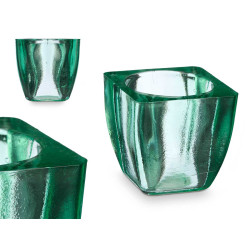 SQUARE RECYCLED GLASS CANDLE HOLDER