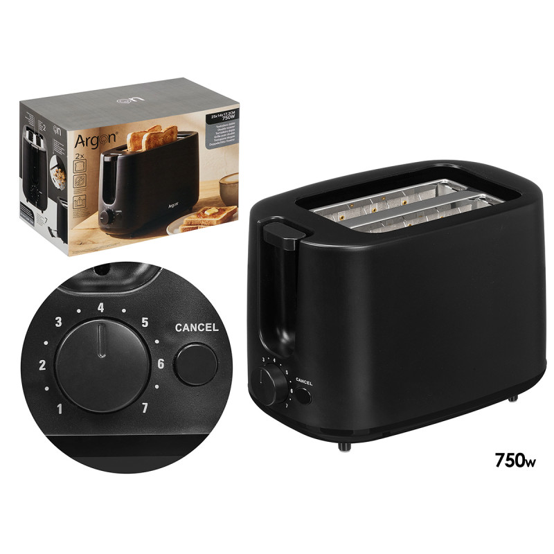 GRILLE-PAIN DOUBLE NOIR 750W
