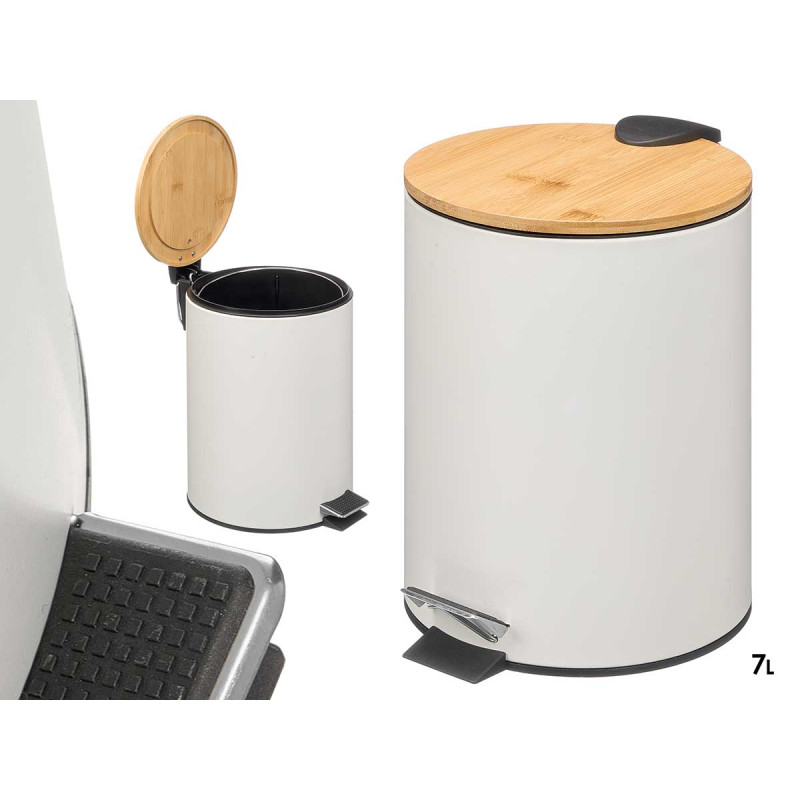 WHITE BIN BAMBOO LID 7L