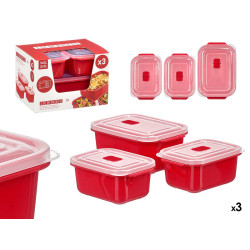 SET 3 CONTENITORE ROSSO MICROONDE APERTURA 1L 2L