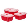 SET 3 CONTENITORE ROSSO MICROONDE APERTURA 1L 2L