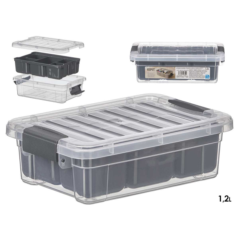 SCATOLA ORGANIZZATRICE ANTRACITE 5 SCOMPARTI 1,2L