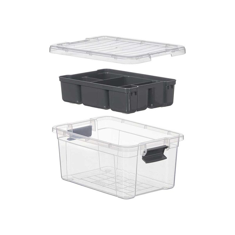 CAJA ORGANIZADORA ANTRACITA 5 HUECOS 3,2L