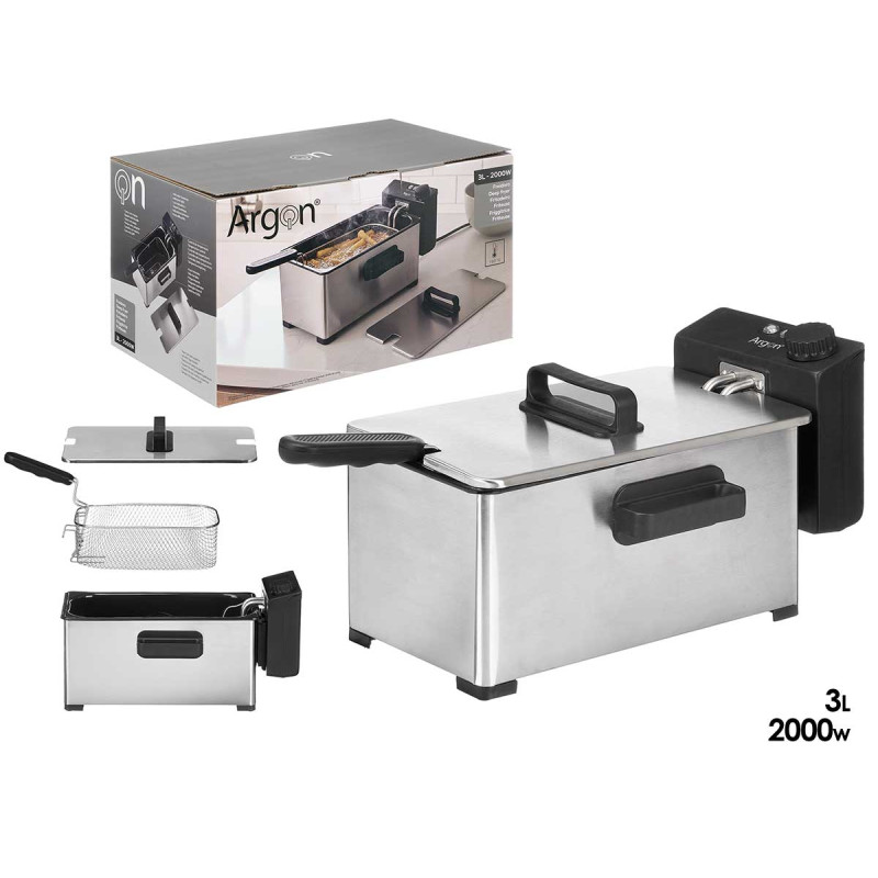 FREIDORA 3L TEFLON ACERO INOXIDABLE 2000W